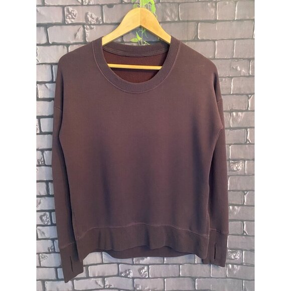 Athleta Burgundy Long Sleeve Coaster Luxe Soft Oversized Sweatshirt XS - Picture 3 of 6